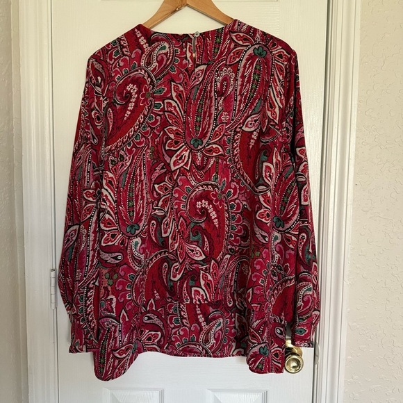 J. Jill Red Layered Paisley Tunic Long Sleeve Blouse XL - Picture 6 of 6